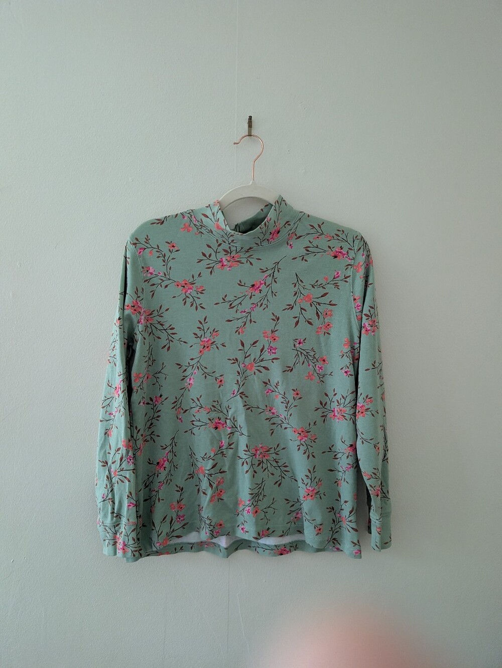 Lands' End Relaxed Fit Floral Mock Neck Top Size M